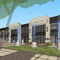 Classic Commercial Street With Traditional Facade Storefronts And Pedestrian Plaza