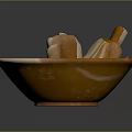 White Household Bowl With Orange Popsicles And Liquid On Dark Background