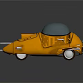 Orange Streamlined Water Vehicle With Transparent Cockpit And Front Metal Guardrail