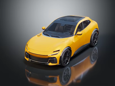 Yellow Modern Sporty Car With Sleek Coupe Design Black Roof And Black Wheels 3d model Yellow Modern Sporty Car With Sleek Coupe Design Black Roof And Black Wheels 3d model