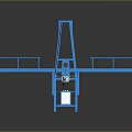 Blue Mechanical Conveyor Belt Device With Inclined Frame And Guardrails Structure