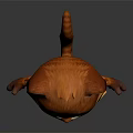 3D Cartoon Cat Character With Orange Fur White Belly Green Eyes Standing Pose