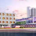 Colorful Modern School Building With Rainbow Archway Circular Windows And Multi Colored Sections 3d model