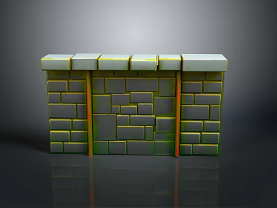 Wood And Stone Wall Structure With Brick Pattern And Decorative Design Elements 3d model