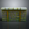 Wood And Stone Wall Structure With Brick Pattern And Decorative Design Elements 3d model