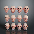 3D Character Head Models With Various Facial Expressions In Digital Design 3d model