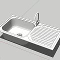 Durable Modern Single Bowl Kitchen Sink With Faucet On White Countertop