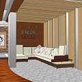 Modern Leisure Area With Wooden Flooring Sofa Cushions Wall Clock And Decorative Painting