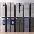 Modern Refrigerators with Various Styles Silver Gray Finish and Digital Display Screens 3d model