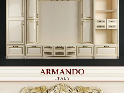 Elegant Armando Italy Dresser With Vintage Carved Design And Drawers 3d model