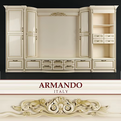 Elegant Armando Italy Dresser With Vintage Carved Design And Drawers 3d model