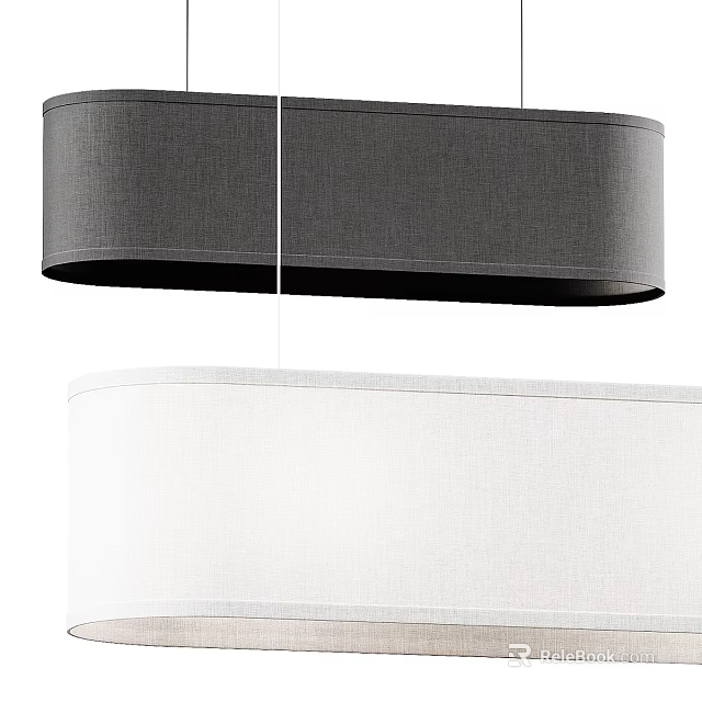 Pair Of Modern Gray White Fabric Pendant Lights With Minimalist Design 3d model 