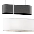 Pair Of Modern Gray White Fabric Pendant Lights With Minimalist Design