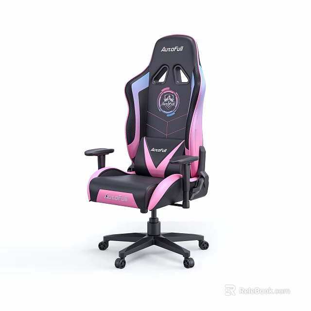 Ergonomic Black and Pink Gaming Office Chair With Breathable Design and Armrests 3d model 