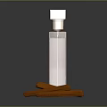 Brown Square Glass Perfume Bottle With Shiny Silver Cap And Cinnamon Sticks