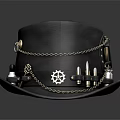 Black Gothic Style Hat With Chains Gears And Spikes As Lifestyle Product