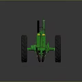 John Deere Green Tractor With Yellow Wheels On Green Grass Surface