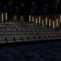 Cinema Interior With Starry Screen Starry Ceiling Black Seats And Lighting 3d model