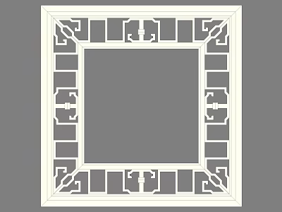White Square Room Divider With Decorative Geometric Frame For Interior Decoration 3d model