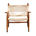 Stylish Leisure Chairs With Woven Seats And Wooden Frames In Various Colors