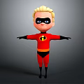 Animated Superhero Character With Blonde Hair Black Mask Red Costume I Symbol And Arms Outstretched
