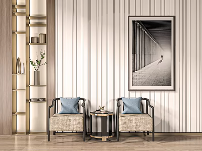 New Chinese Style Leisure Sofa Combination Single Chair Side Combination 3d model