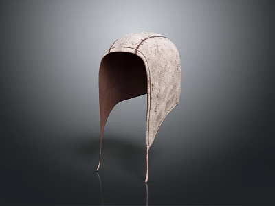 Beige Leather Hat With Ear Flaps And Stitching For Daily Use Accessories 3d model