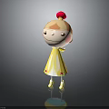 Cute Smiling Cartoon Character With Red Hair Accessory Yellow Dress And Yellow Shoes