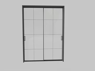 Modern Sliding Door With Black Frame And Glass Panels For Home Interior 3d model