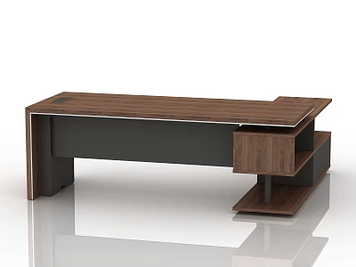 Modern Public Office Space Interior With Wooden Desk Black Metal Frame And Multiple Storage Shelves 3d model