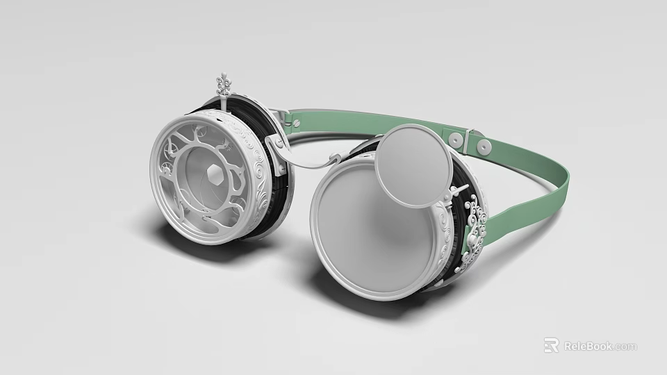 Colorful Amusement Equipment With Green Strap Silver Decorations And Circular Components 3d model 