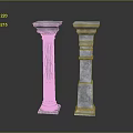 Two Stone Pillars With Fluted And Smooth Surface Architectural Design Elements