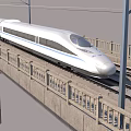Modern White High - Speed Train Moving On Railway Track With Electric Poles And Power Lines