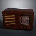 Vintage Red Radio With Striped Grille Knobs And Worn Surface Design
