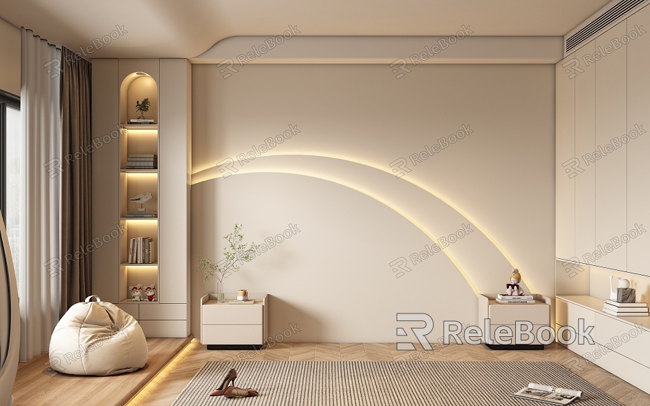 Cream Silent Bedroom Background Wall model