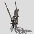 Decorative Vintage Wooden Wheelbarrow Garden Ornament with Black Components and Wheel