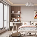Cozy Modern Kids Bedroom With Bed Toys And Study Desk
