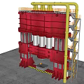 Industrial Equipment With Multi Level Platforms Piping Staircase And Steel Columns