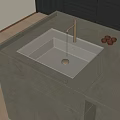 Modern Bathroom Washbasin with Light Gray Stone Countertop Metallic Faucet and Small Cups