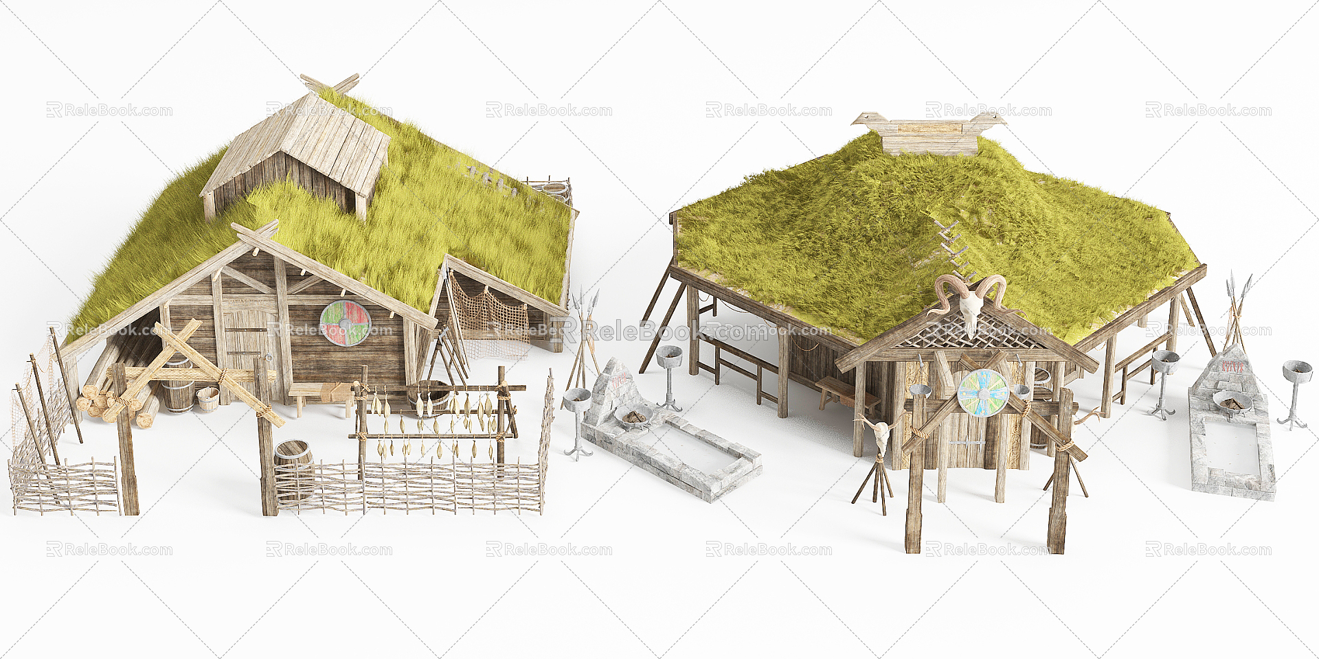 New Chinese-style Wooden House Architecture 3d model