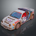 White Rally Car Featuring Shell Mobil 1 Decals Muddy Body And Number 1