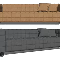 Brown And Black Leather Sectional Sofa With Tufted Design And Pillows 3d model