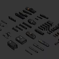 Sci-Fi Character Equipment With Various Mechanical Parts Cylindrical And Block Structures 3d model