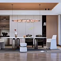 Modern dining table and chair combination 3d model