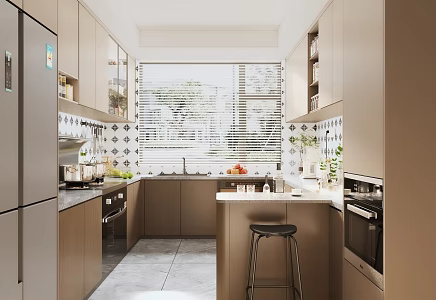 Italian Modern Kitchen Cabinet Refrigerator Cabinet Kitchen Appliances Small Bar 3d model