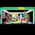 Vibrant Art Installation With Geometric Patterns And Floral Decorative Elements
