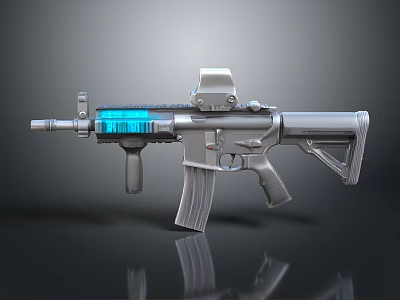 Modern Tactical Assault Rifle With Blue Digital Display Tactical Scope Magazine And Ergonomic Grip 3d model
