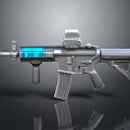 Modern Tactical Assault Rifle With Blue Digital Display Tactical Scope Magazine And Ergonomic Grip
