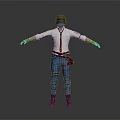 Game and Movie Character Wearing White Shirt Red Tie Blue Pants With Helmet Arms Outstretched