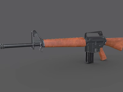 Classic Military Rifle With Wooden Stock Handguard And Black Metal Barrel Magazine 3d model